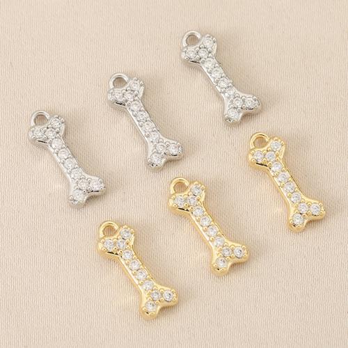 Cúbicos Circonia Colgante Latón Micro pavimenta, metal, Hueso, chapado, Bricolaje & micro arcilla de zirconia cúbica, más colores para la opción, libre de níquel, plomo & cadmio, 10PCs/Bolsa, Vendido por Bolsa