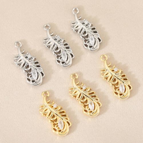 Messing Hanger, Blad, plated, DIY & micro pave zirconia, meer kleuren voor de keuze, nikkel, lood en cadmium vrij, 10pC's/Bag, Verkocht door Bag