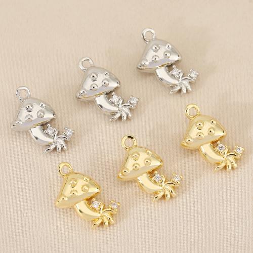 metal colgante, champiñon, chapado, Bricolaje & micro arcilla de zirconia cúbica, más colores para la opción, libre de níquel, plomo & cadmio, 10PCs/Bolsa, Vendido por Bolsa