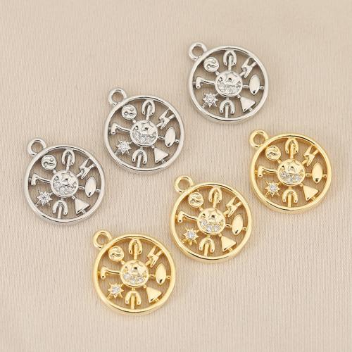 laiton Pendentif, Placage, DIY & pavé de micro zircon, plus de couleurs à choisir, protéger l'environnement, sans nickel, plomb et cadmium, 10PC/sac, Vendu par sac