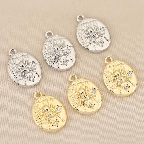 laiton Pendentif, araignée, Placage, DIY & pavé de micro zircon, plus de couleurs à choisir, protéger l'environnement, sans nickel, plomb et cadmium, 10PC/sac, Vendu par sac