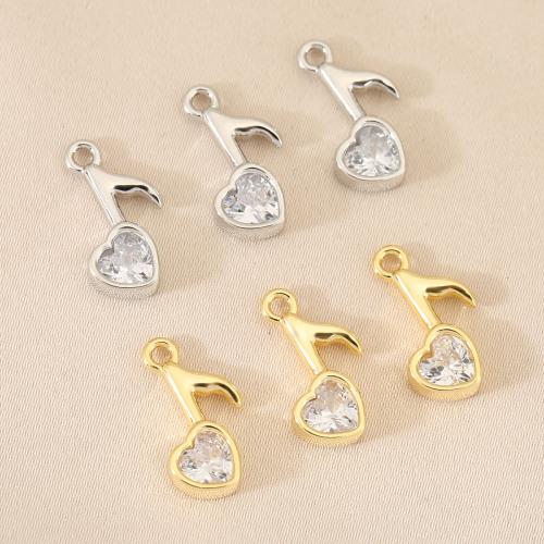 Messing Pendel, Heart, forgyldt, du kan DIY & Micro Pave cubic zirconia, flere farver til valg, nikkel, bly & cadmium fri, 10pc'er/Bag, Solgt af Bag