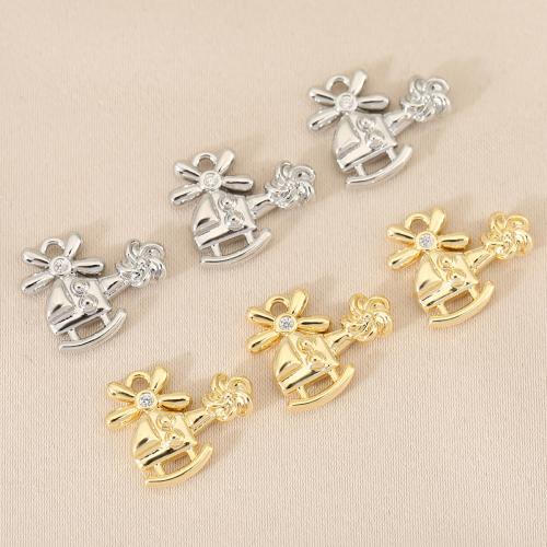 laiton Pendentif, Placage, DIY & pavé de micro zircon, plus de couleurs à choisir, protéger l'environnement, sans nickel, plomb et cadmium, 10PC/sac, Vendu par sac