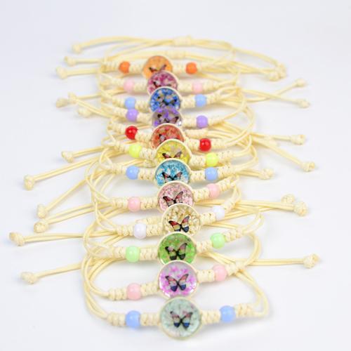 verre bracelet, avec Fleurs séchées & corde de cire & Acrylique, bijoux de mode & pour femme, plus de couleurs à choisir, Longueur Environ 6-10 pouce, Vendu par PC