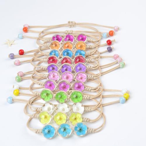verre bracelet, avec Corée-Corée & Fleurs séchées, fait à la main, bijoux de mode & pour femme, plus de couleurs à choisir, Longueur Environ 6-10 pouce, Vendu par PC
