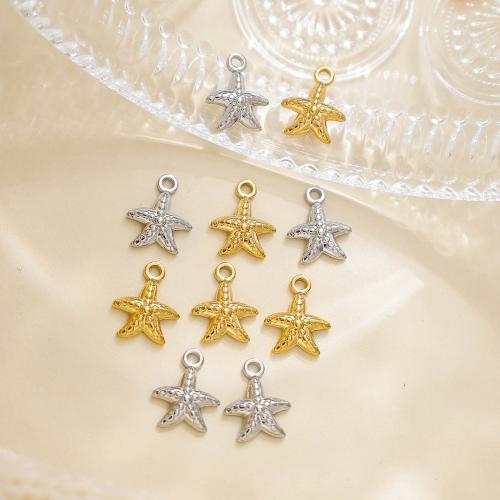 Aço inoxidável 304 pingente, Estrela do mar, cromado de cor dourada, DIY, Mais cores pare escolha, níquel, chumbo e cádmio livre, 10PCs/Bag, vendido por Bag