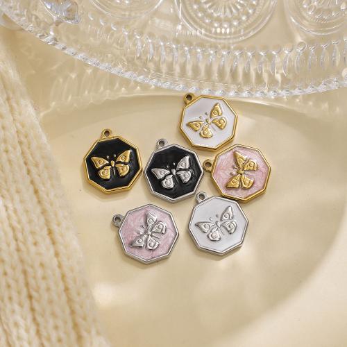 304 acciaio inox pendente, Farfalla, placcato color oro, DIY & smalto, nessuno, assenza di nichel,piombo&cadmio, 10PC/borsa, Venduto da borsa