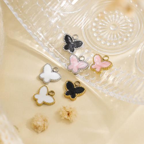 304 acciaio inox pendente, Farfalla, placcato color oro, DIY & smalto, nessuno, assenza di nichel,piombo&cadmio, 10PC/borsa, Venduto da borsa