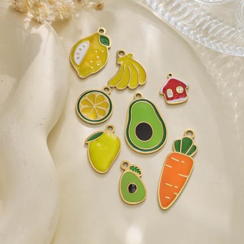 304 Stainless Steel Pendant Fruit gold color plated DIY & enamel nickel lead & cadmium free Sold By Bag