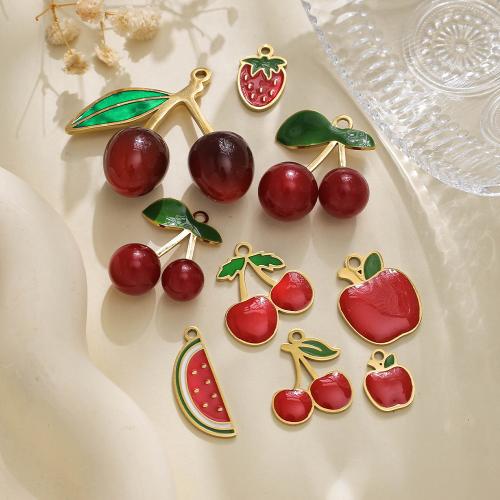 304 Stainless Steel Pendant Fruit gold color plated DIY & enamel nickel lead & cadmium free Sold By Bag