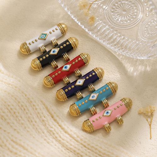 Acier inoxydable 304 Pendentif, tube, Placage de couleur d'or, DIY & émail & double trou, plus de couleurs à choisir, protéger l'environnement, sans nickel, plomb et cadmium, 10PC/sac, Vendu par sac