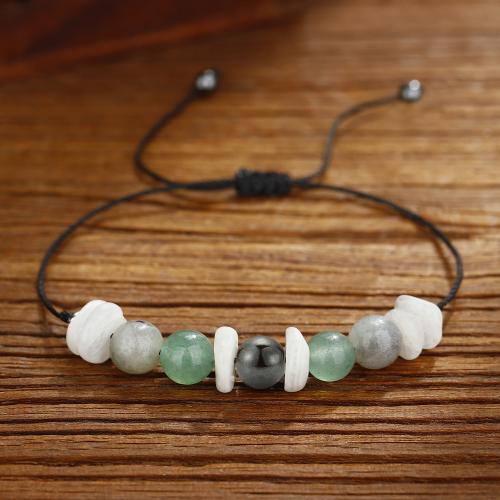 Gemstone Bracelets Labradorite with Wax Cord & Green Aventurine handmade fashion jewelry & Unisex Sold By PC
