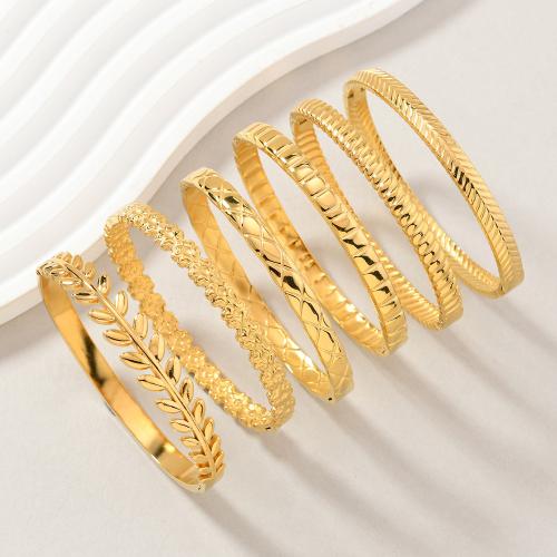 Stainless Steel Bangle 304 Stainless Steel 18K gold plated fashion jewelry & for woman 60mm Sold By PC