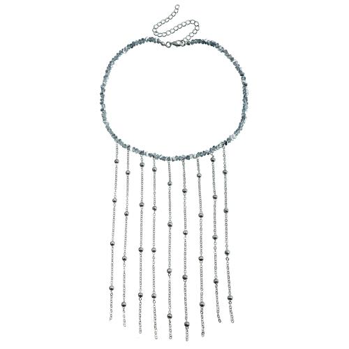 Sinc Alloy Fringe Necklace, le Gloine, plátáilte, jewelry faisin & do bhean, dath bunaidh, Díolta De réir PC