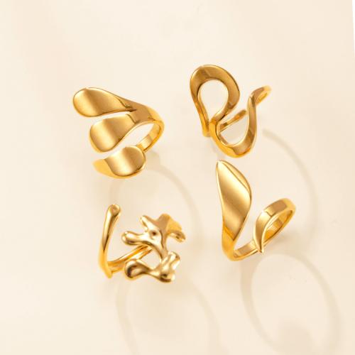 Aço inoxidável 304 Cuff Ring Finger, banhado, joias de moda & Vario tipos a sua escolha & para mulher, dourado, vendido por PC