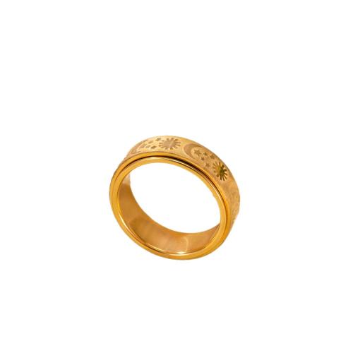 304 nehrđajućeg čelika Finger Ring, pozlaćen, rotatable & bez spolne razlike & različite veličine za izbor, zlatan, Prodano By PC
