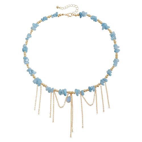 Sinc Alloy Fringe Necklace, le Cloch Nádúrtha, plátáilte, jewelry faisin & do bhean, órga, Díolta De réir PC