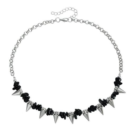 Zinc Alloy Halsketting, met Black Stone, plated, mode sieraden & voor vrouw, oorspronkelijke kleur, Verkocht door PC