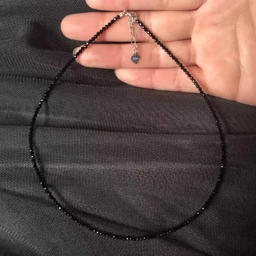 Gemstone Ékszer Nyaklánc, Fekete + Spinel, galvanizált, divat ékszerek, kevert színek, Length: 45+5cm, Által értékesített PC