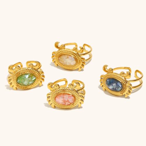 Stainless Steel Finger Ring 304 Stainless Steel with Resin Crab gold color plated fashion jewelry Sold By PC