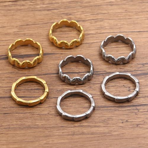 Rozsdamentes acél Finger Ring, 304 rozsdamentes acél, galvanizált, DIY & különböző stílusokat a választás, több színt a választás, 10PC-k/Bag, Által értékesített Bag