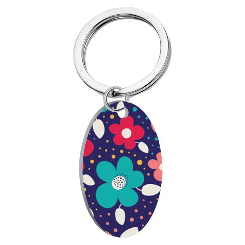304 Stainless Steel Key spona, Flat Oval, Tisk, unisex & různé designy pro výběr, 70x40mm, Prodáno By PC