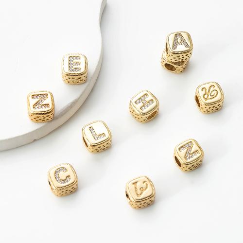 Cubic Zirconia Micro Pave Brass Beads plated DIY & micro pave cubic zirconia Sold By PC