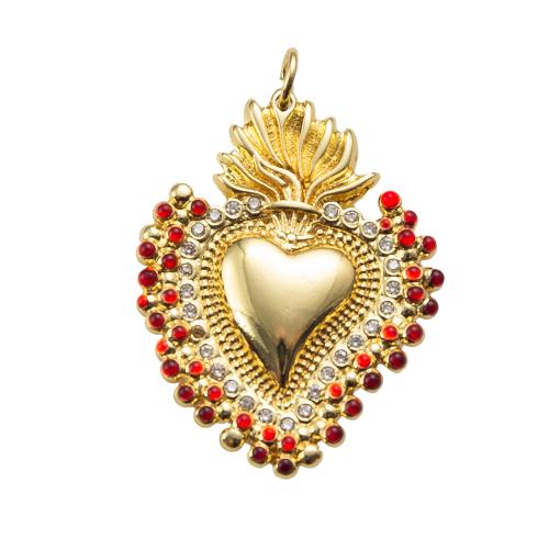 Cubic Zirconia Micro Pave bronze Pingente, cobre, Coração, banhado, DIY & micro pavimento em zircônia cúbica, Mais cores pare escolha, níquel, chumbo e cádmio livre, 23.90x3.50x34.33mm, vendido por PC