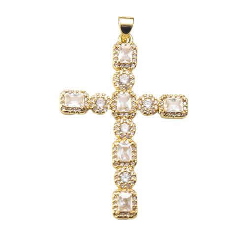 Cubic Zirconia Micro Pave Brass Pendant Cross plated DIY & micro pave cubic zirconia nickel lead & cadmium free Sold By PC