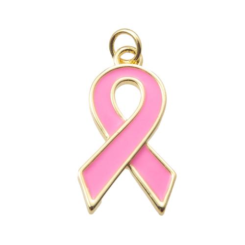 Brass Jewelry Pendants plated DIY & enamel pink nickel lead & cadmium free Sold By PC