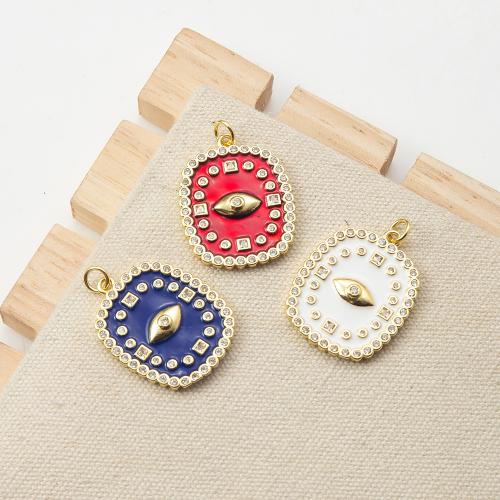Evil Eye Riipukset, Messinki, Neliö, päällystetty, tee-se-itse & Micro Pave kuutiometriä zirkonia, enemmän värejä valinta, nikkeli, lyijy ja kadmium vapaa, 21.43x2.95x30.60mm, Myymät PC