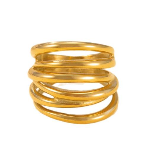 Anillo de dedo de acero inoxidable, acero inoxidable 304, chapado, Joyería & para mujer & hueco, dorado, tamaño:9, Vendido por UD