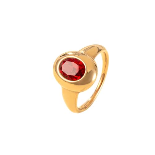 Zirkonia Edelstahl-Finger- Ring, 304 Edelstahl, goldfarben plattiert, verschiedene Größen vorhanden & Micro pave Zirkonia & für Frau, keine, verkauft von PC