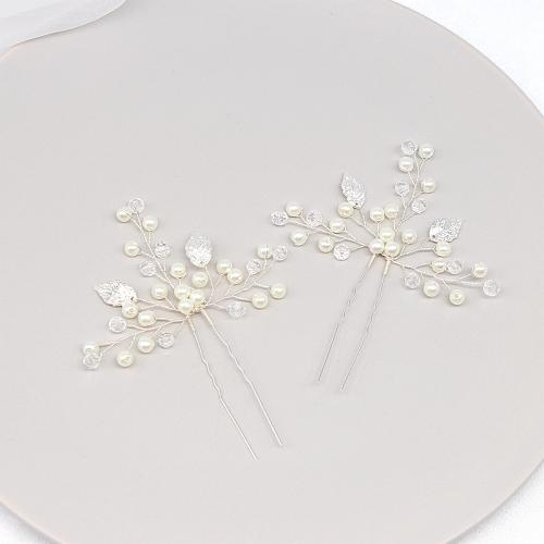 Capelli Stick, lega in zinco, with filo di ottone & cristallo & perla in plastica, fatto a mano, gioielli di moda & per la sposa, nessuno, 110x80mm, Venduto da PC