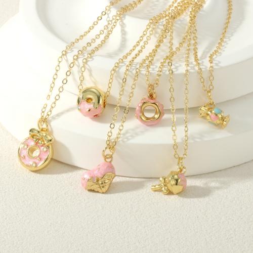 Collier en laiton, Placage de couleur d'or, bijoux de mode & styles différents pour le choix & émail, plus de couleurs à choisir, protéger l'environnement, sans nickel, plomb et cadmium, Vendu par PC