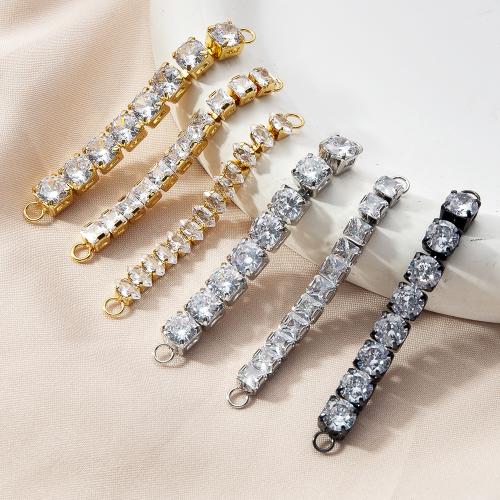 Mässing smycken Connector, plated, DIY & micro bana cubic zirconia, fler färger för val, nickel, bly och kadmium gratis, 58x5.20x6mm, Säljs av PC