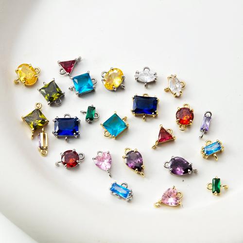Mässing smycken Connector, plated, DIY & micro bana cubic zirconia, fler färger för val, nickel, bly och kadmium gratis, 9.50x3.70x13.20mm, Säljs av PC