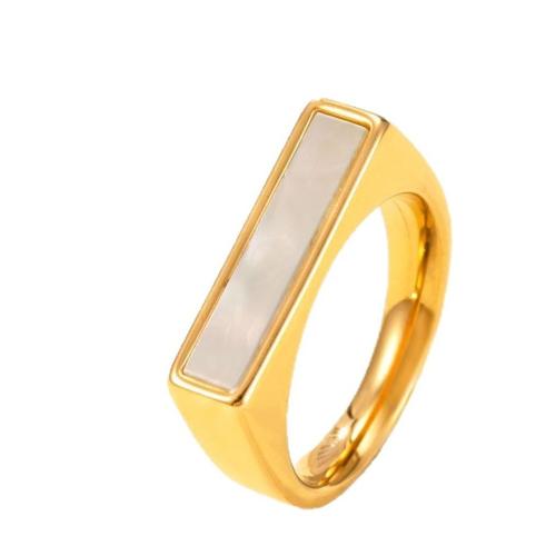 Ring Finger ze stali nierdzewnej, Stal nierdzewna 304, ze Muszla biała, Pozłacane 18K, do wyboru różne materiały & różnej wielkości do wyboru & dla kobiety, sprzedane przez PC