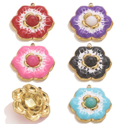 RVS Bloem Hanger, 304 roestvrij staal, gold plated, DIY & glazuur, meer kleuren voor de keuze, Verkocht door PC