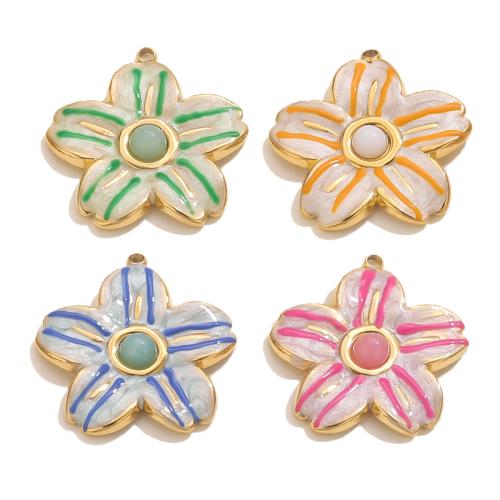 RVS Bloem Hanger, 304 roestvrij staal, gold plated, DIY & glazuur, meer kleuren voor de keuze, Verkocht door PC