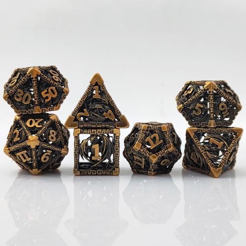 Brass Dice plated 7 pieces & Unisex & hollow Sold By Set