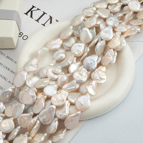 Ferskvandsperle Bead, Teardrop, du kan DIY, hvid, 25x18mm, 16pc'er/Strand, Solgt af Strand