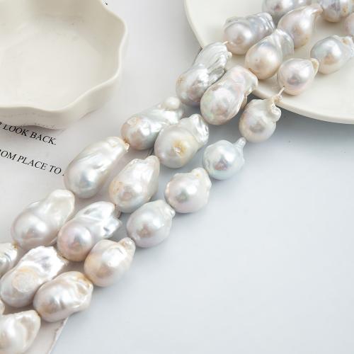 Ferskvandsperle Bead, Uregelmæssig, du kan DIY, hvid, 25x12mm, 21pc'er/Strand, Solgt af Strand