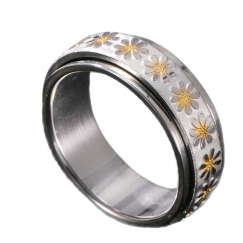 304 roestvrij staal Finger Ring, plated, draaibare & verschillende grootte voor keus & voor de mens, oorspronkelijke kleur, Verkocht door PC