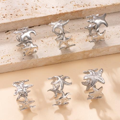 304 Stainless Steel Cuff Finger Ring Starfish plated fashion jewelry & for woman original color Sold By PC