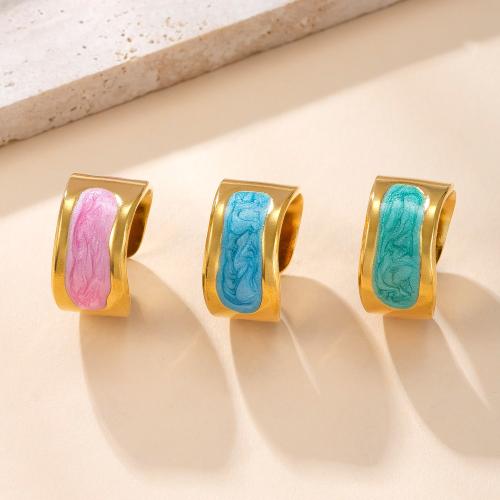 304 Stainless Steel Cuff Finger Ring gold color plated fashion jewelry & for woman & enamel Sold By PC