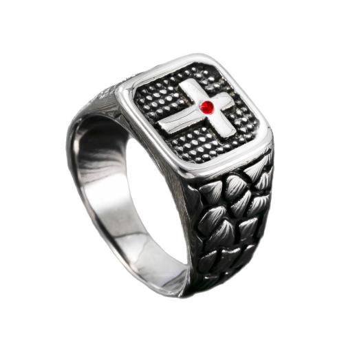 Stal nierdzewna Rhinestone Ring Finger, Stal nierdzewna 304, Powlekane, różnej wielkości do wyboru & dla człowieka & z kamieniem, oryginalny kolor, sprzedane przez PC