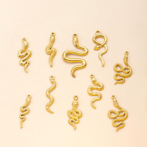 Stainless Steel Animal Pendants 304 Stainless Steel Snake plated DIY golden Sold By PC