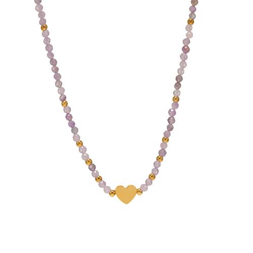 Collana in acciaio inossidabile, 304 acciaio inox, with Pietra naturale, placcato, gioielli di moda & stili diversi per la scelta & per la donna, multi-colore, Venduto da PC
