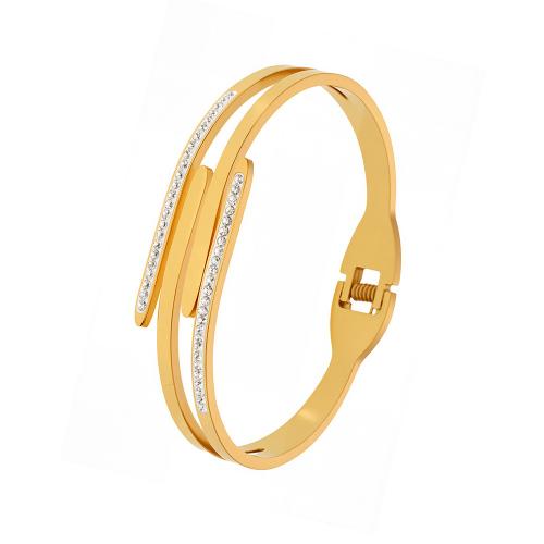 Bracelet en acier inoxydable Set, Acier inoxydable 304, Placage, pour femme & avec strass & creux, plus de couleurs à choisir, Vendu par PC